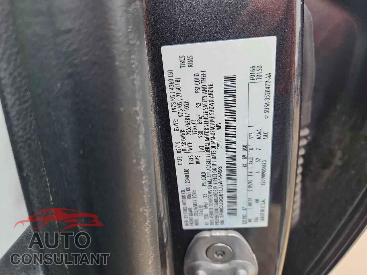 FORD ESCAPE 2020 - 1FMCU0G61LUA14493