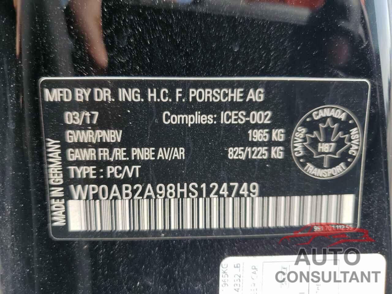 PORSCHE 911 2017 - WP0AB2A98HS124749