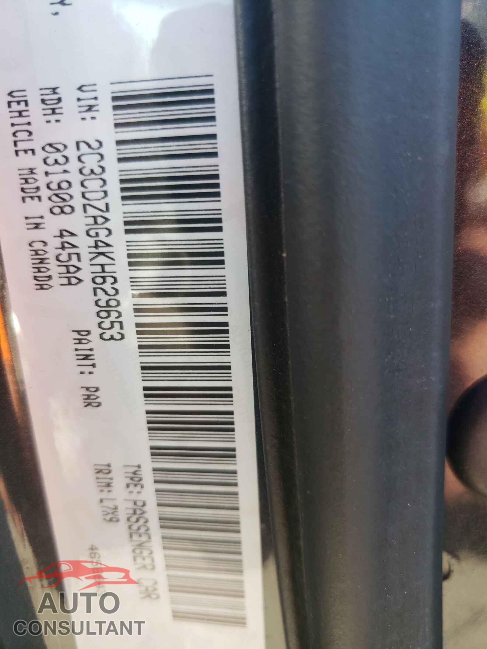 DODGE CHALLENGER 2019 - 2C3CDZAG4KH629653