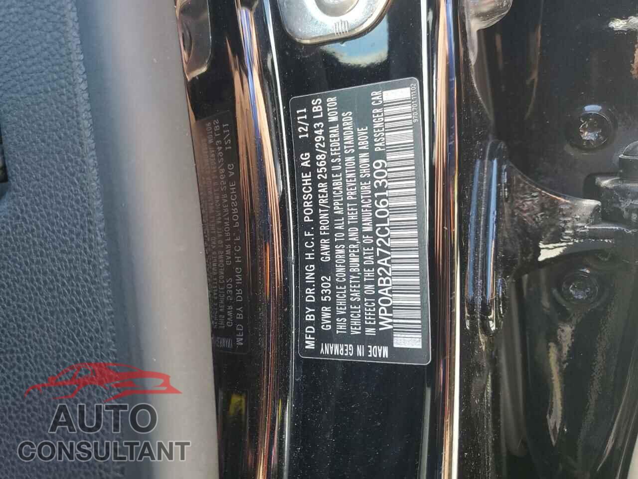 PORSCHE PANAMERA 2012 - WP0AB2A72CL061309