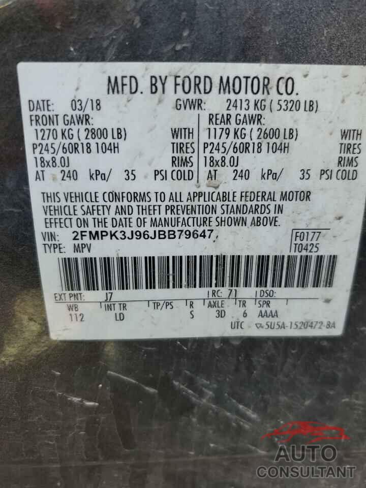 FORD EDGE 2018 - 2FMPK3J96JBB79647