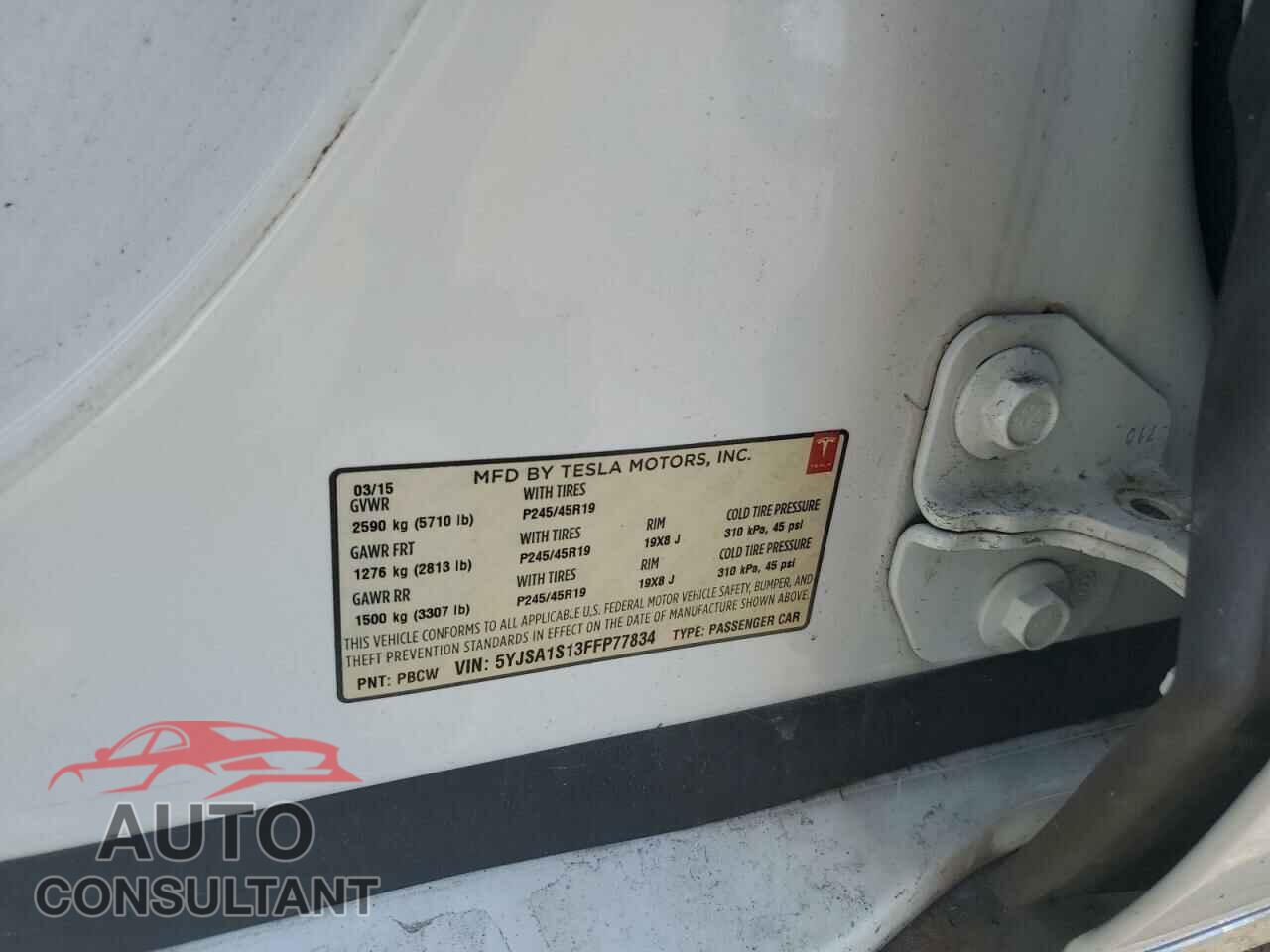 TESLA MODEL S 2015 - 5YJSA1S13FFP77834