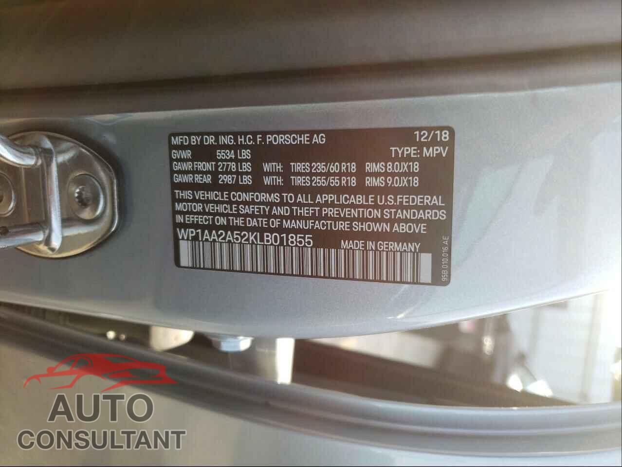 PORSCHE MACAN 2019 - WP1AA2A52KLB01855