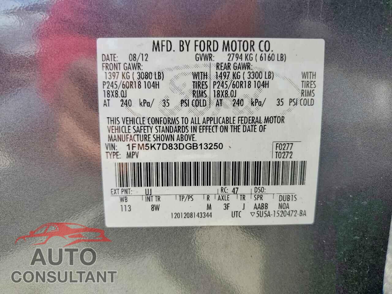 FORD EXPLORER 2013 - 1FM5K7D83DGB13250