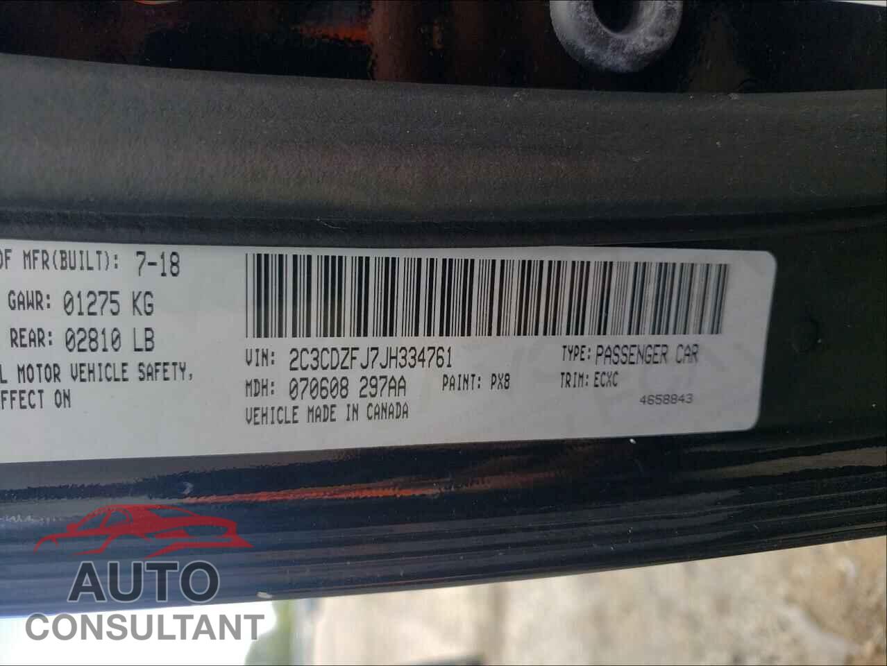 DODGE CHALLENGER 2018 - 2C3CDZFJ7JH334761