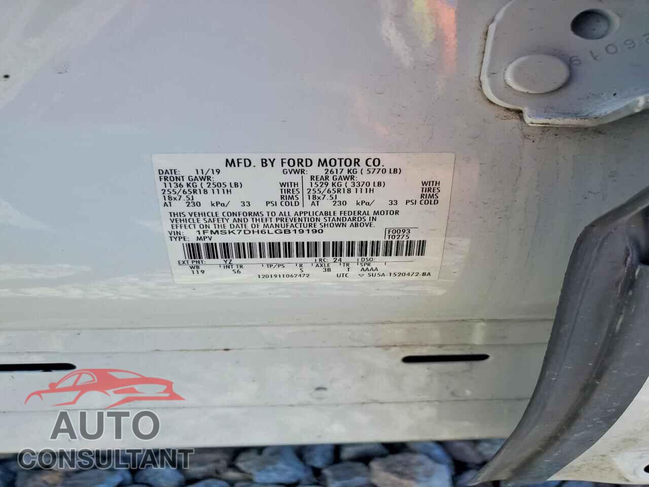 FORD EXPLORER 2020 - 1FMSK7DH6LGB19190