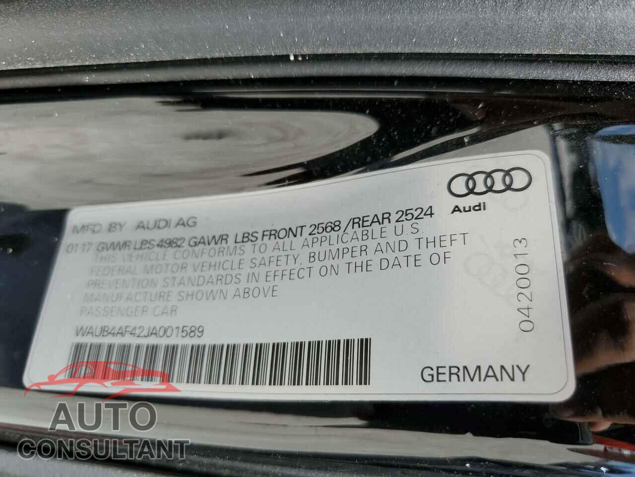 AUDI S4/RS4 2018 - WAUB4AF42JA001589