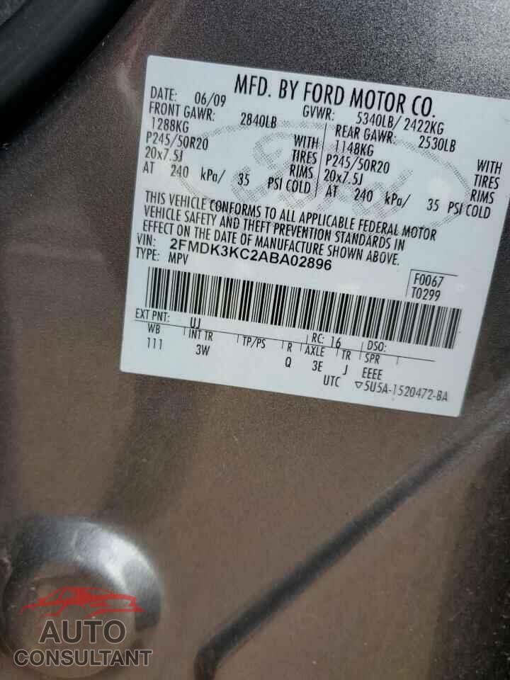FORD EDGE 2010 - 2FMDK3KC2ABA02896