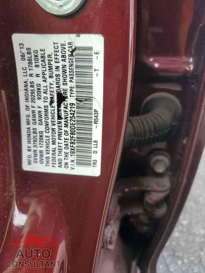 HONDA CIVIC 2013 - 19XFB2F80DE254219