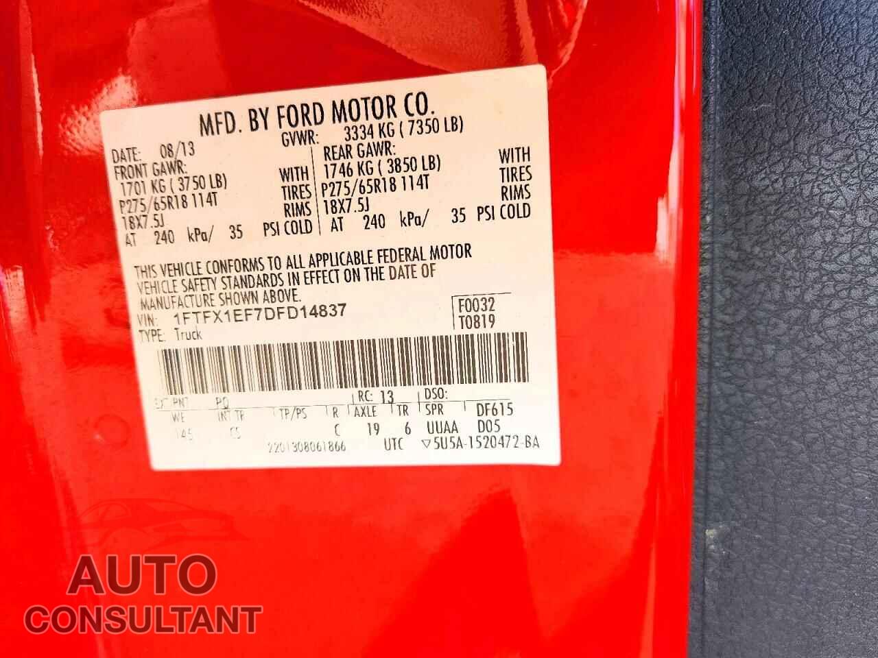 FORD F150 2013 - 1FTFX1EF7DFD14837
