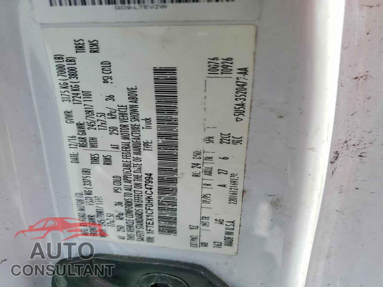 FORD F150 2017 - 1FTEX1CF0HKC47994