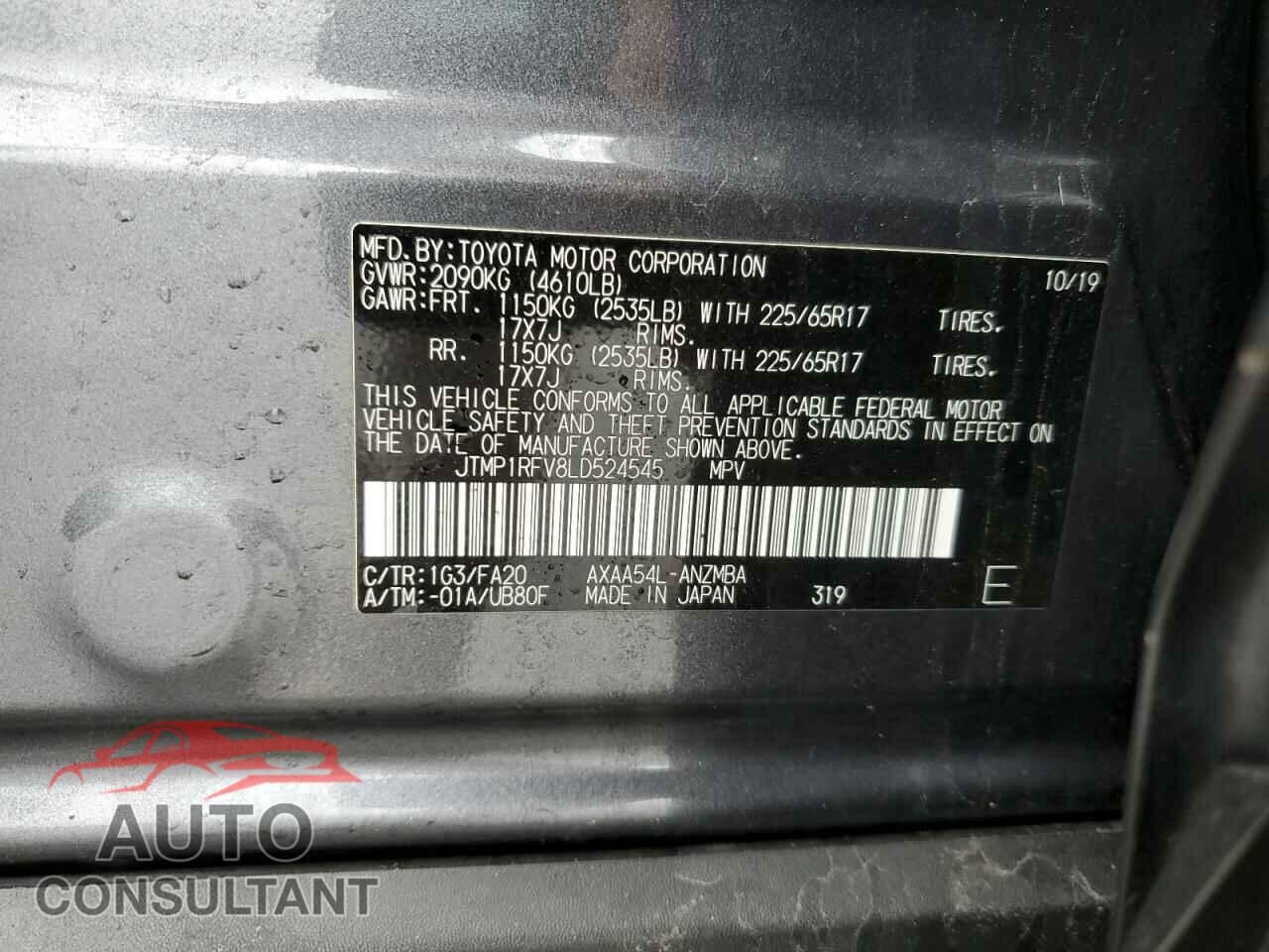 TOYOTA RAV4 2020 - JTMP1RFV8LD524545