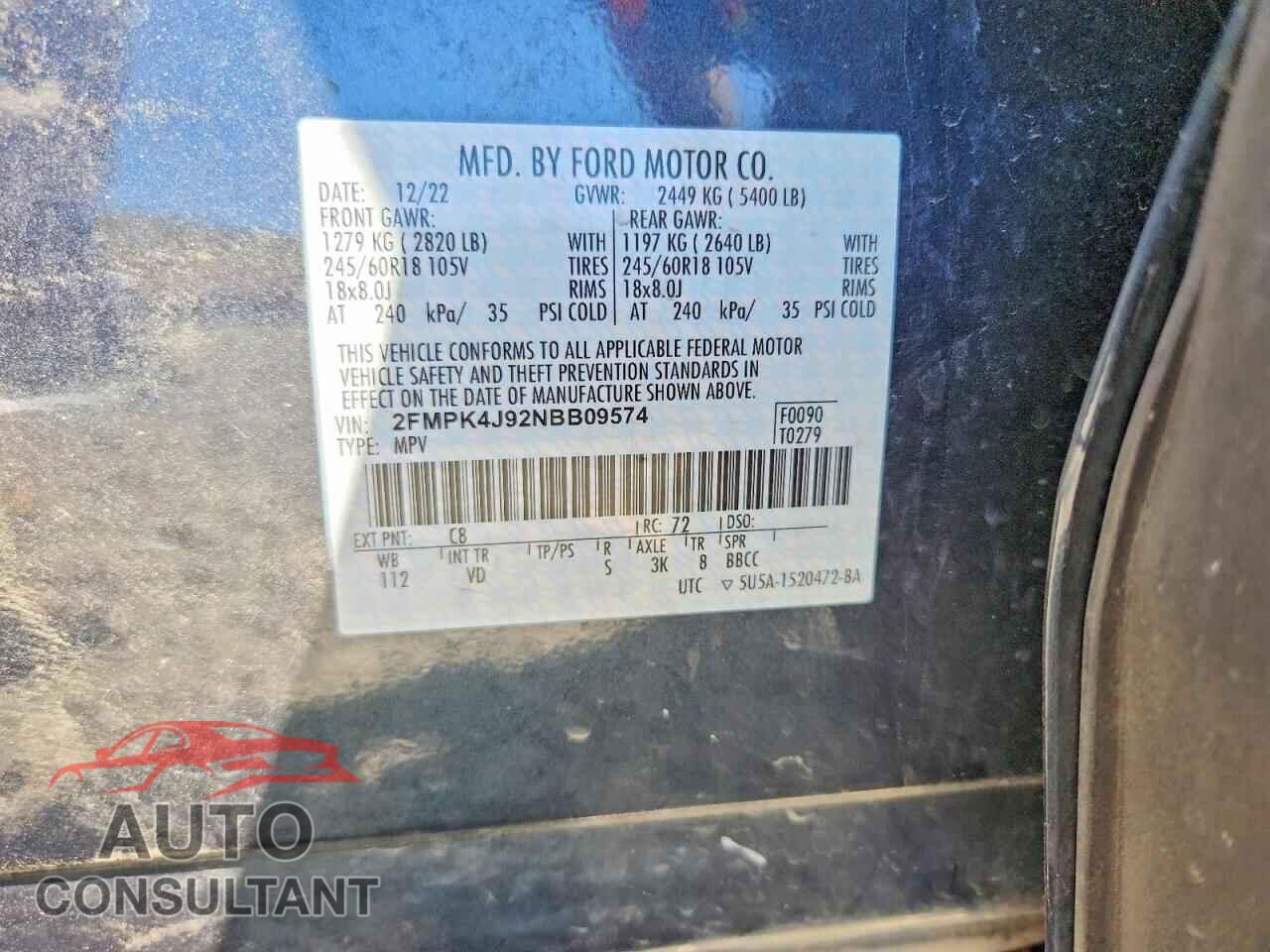 FORD EDGE 2022 - 2FMPK4J92NBB09574