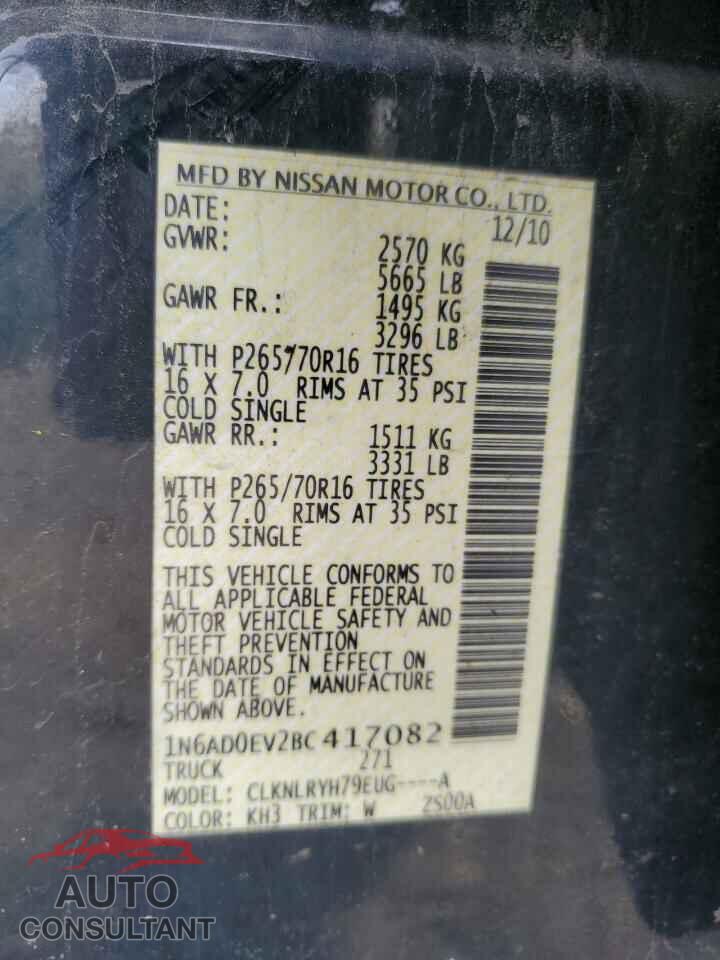 NISSAN FRONTIER 2011 - 1N6AD0EV2BC417082