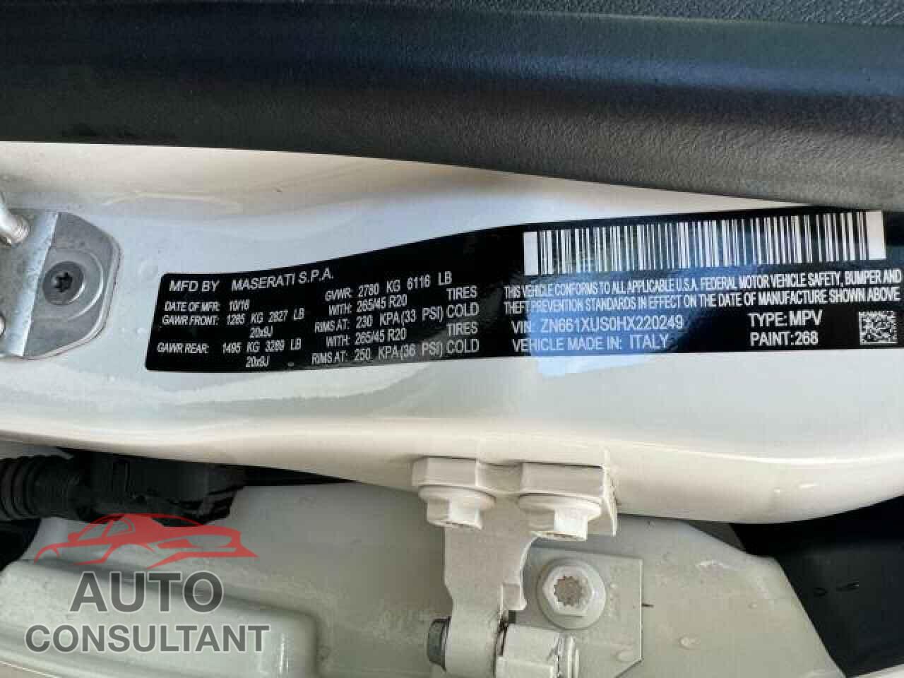 MASERATI ALL MODELS 2017 - ZN661XUS0HX220249