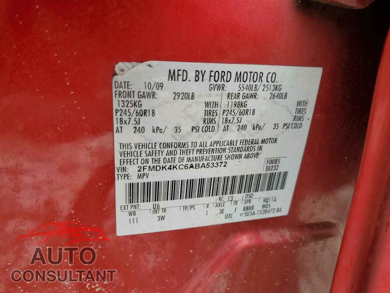 FORD EDGE 2010 - 2FMDK4KC6ABA53372