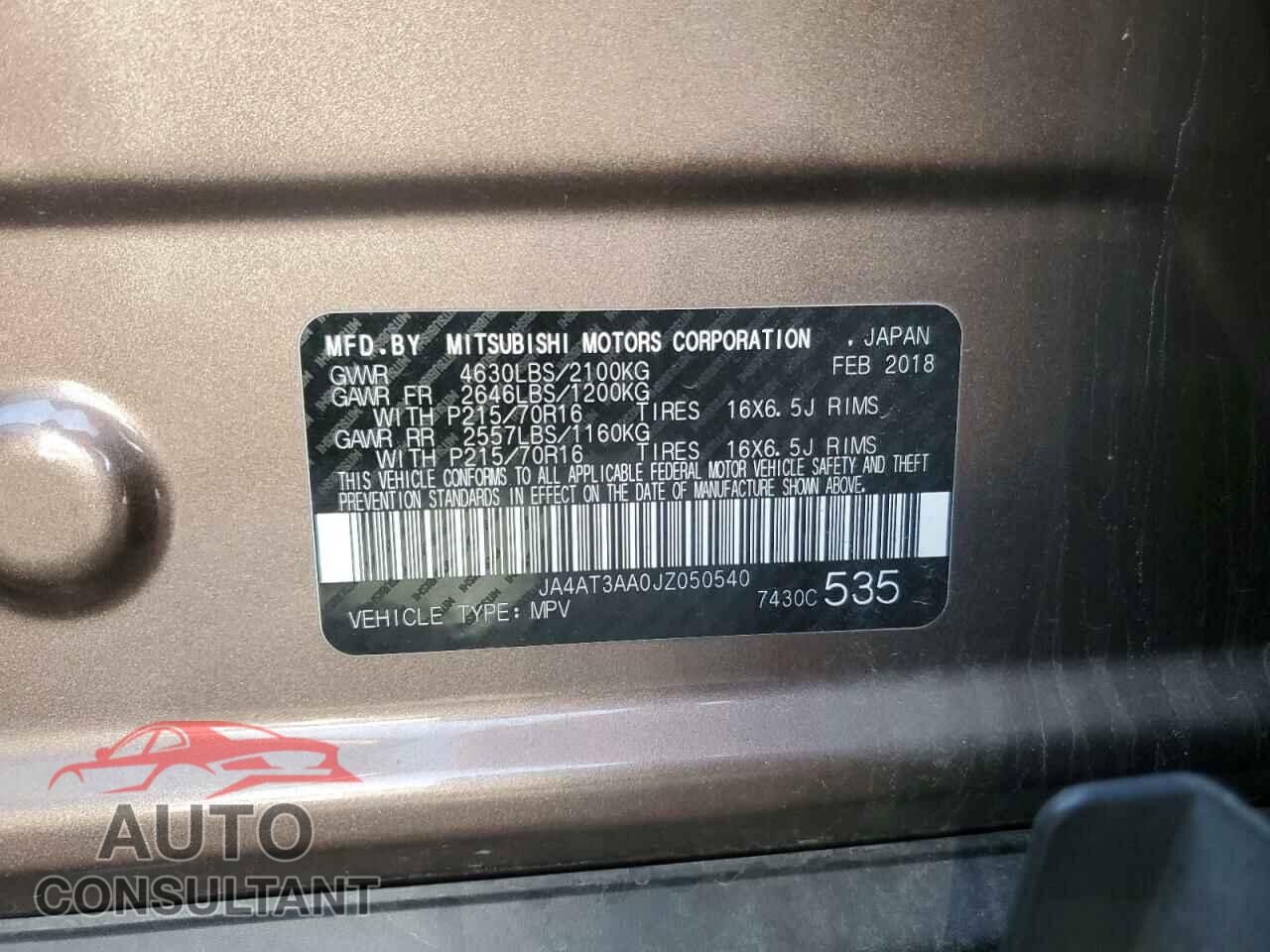 MITSUBISHI ECLIPSE 2018 - JA4AT3AA0JZ050540