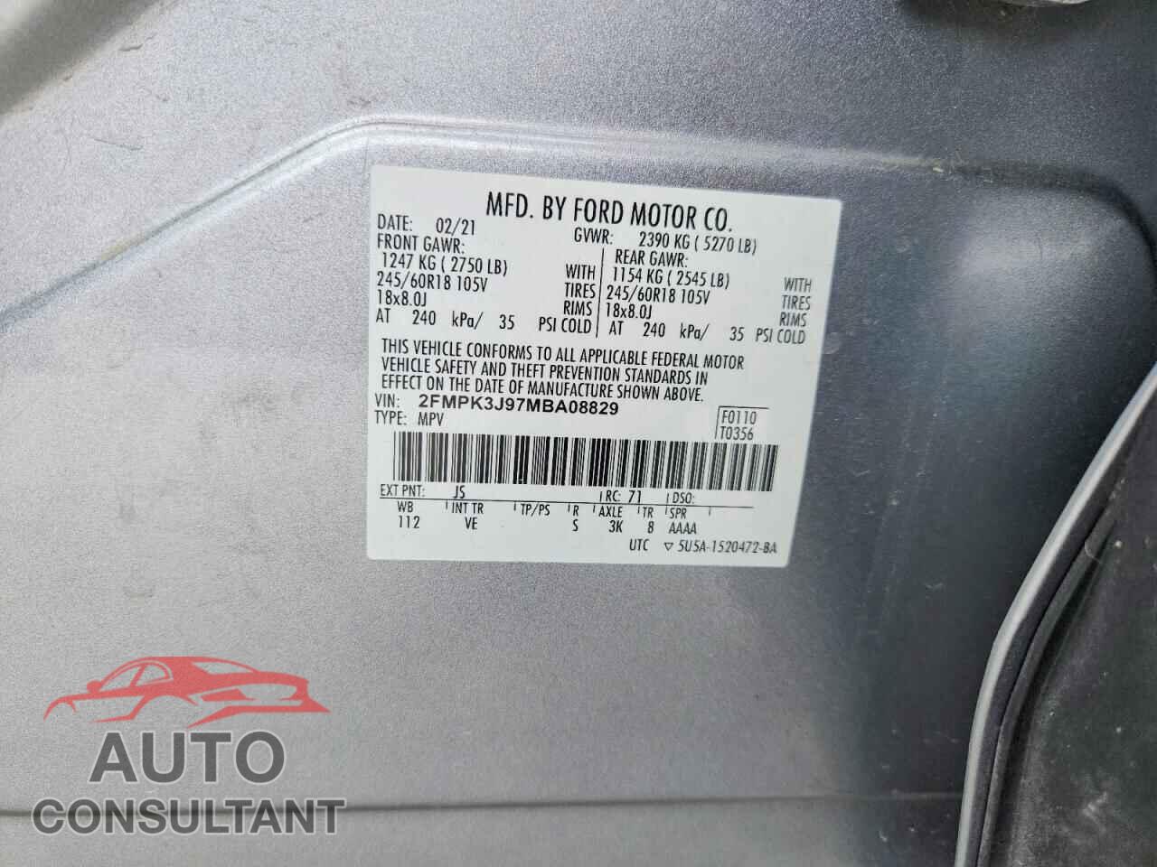 FORD EDGE 2021 - 2FMPK3J97MBA08829