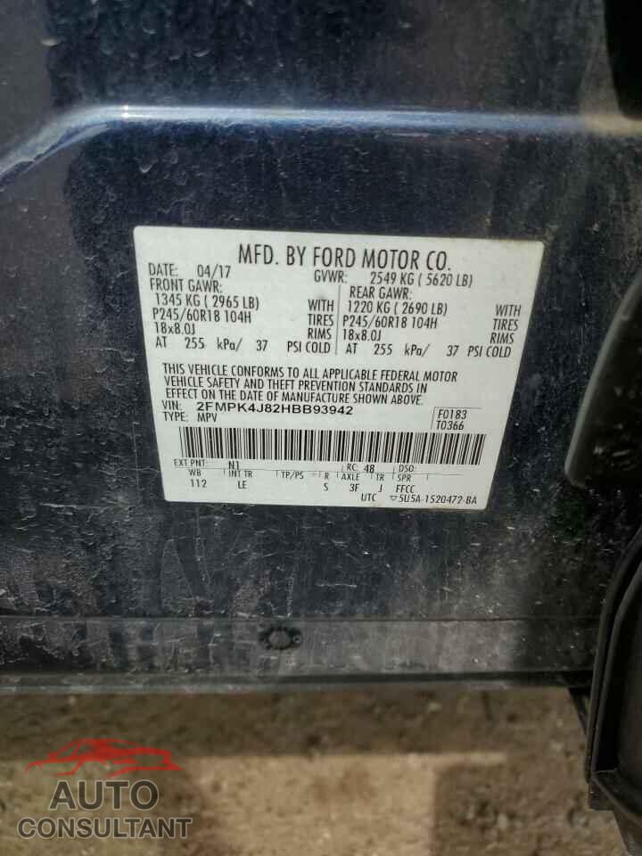FORD EDGE 2017 - 2FMPK4J82HBB93942