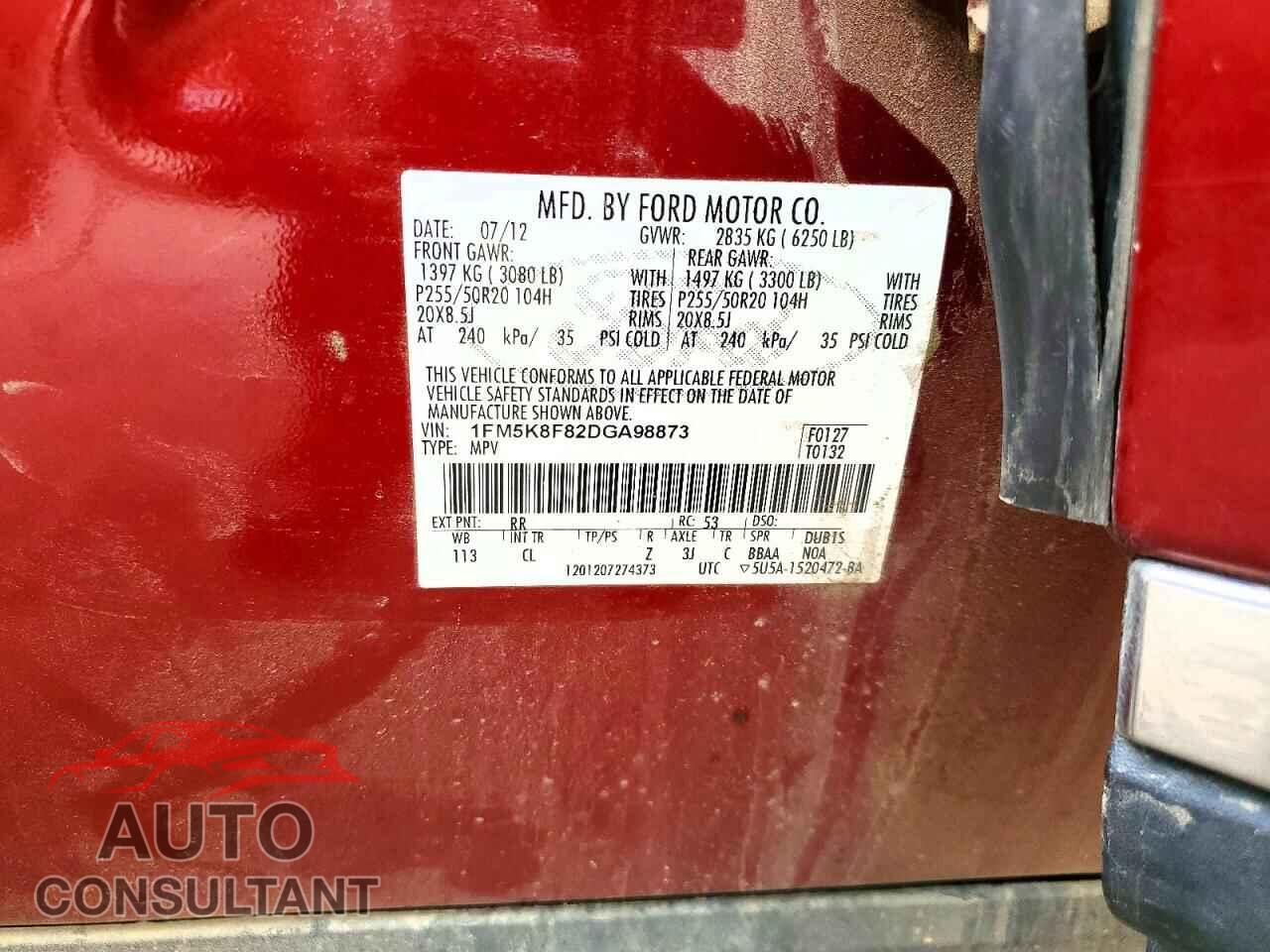 FORD EXPLORER 2013 - 1FM5K8F82DGA98873