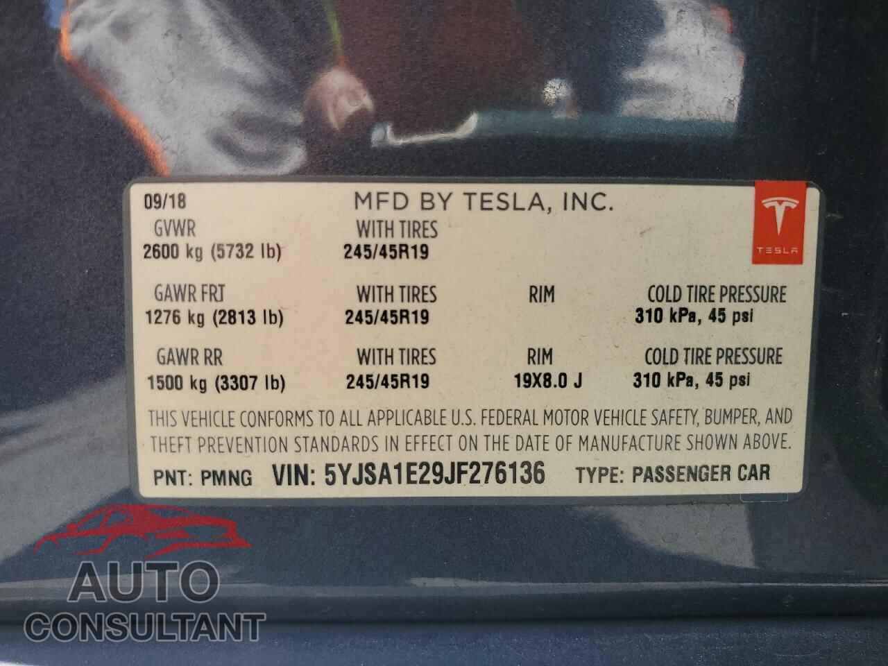 TESLA MODEL S 2018 - 5YJSA1E29JF276136