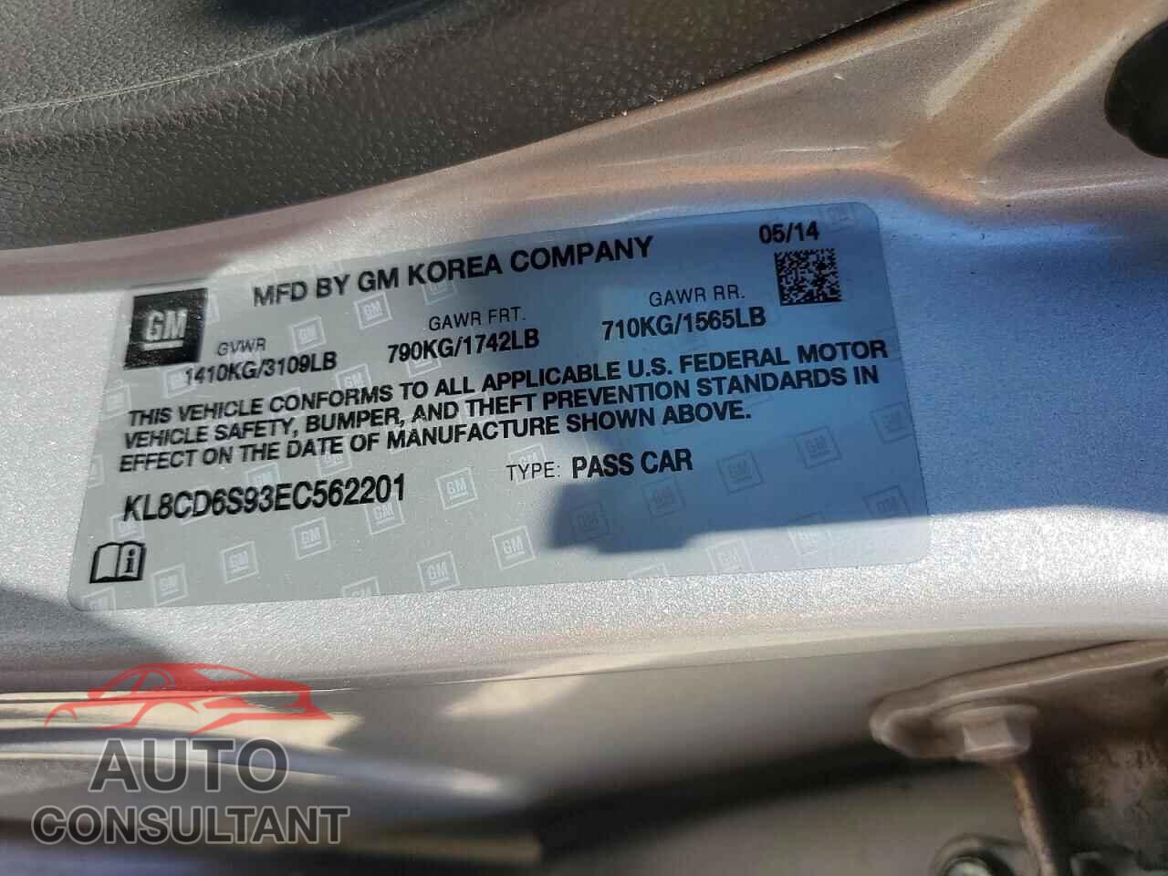 CHEVROLET SPARK 2014 - KL8CD6S93EC562201