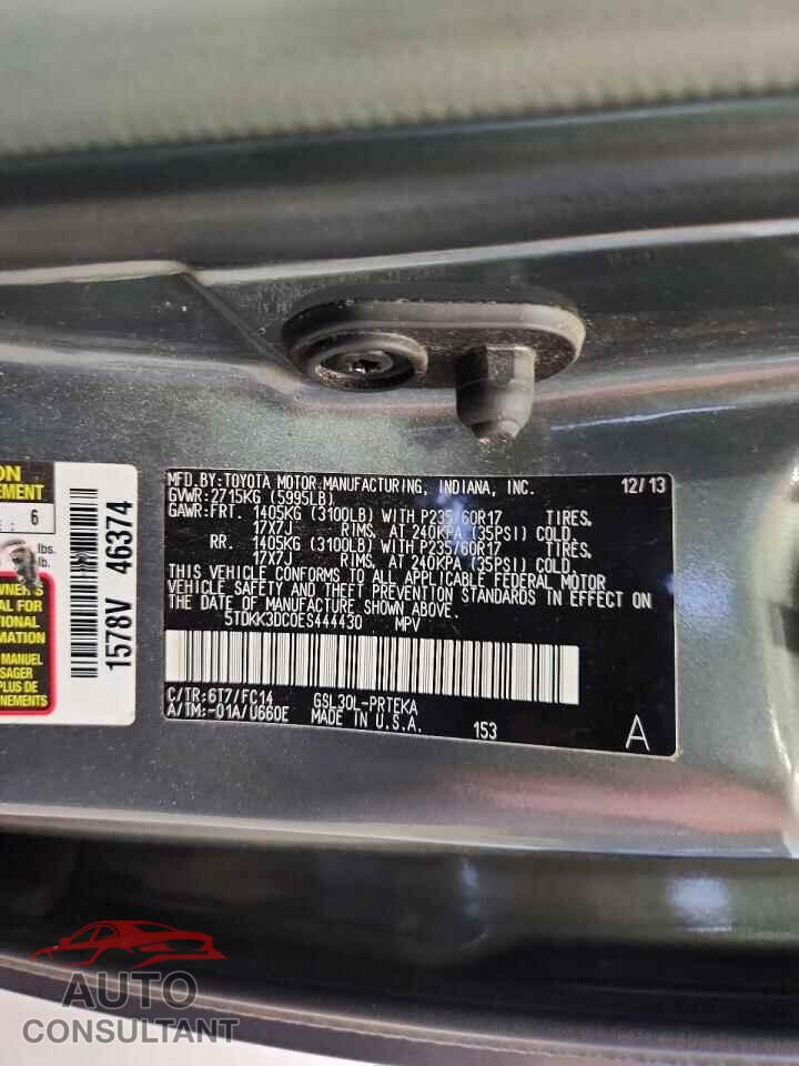 TOYOTA SIENNA 2014 - 5TDKK3DC0ES444430