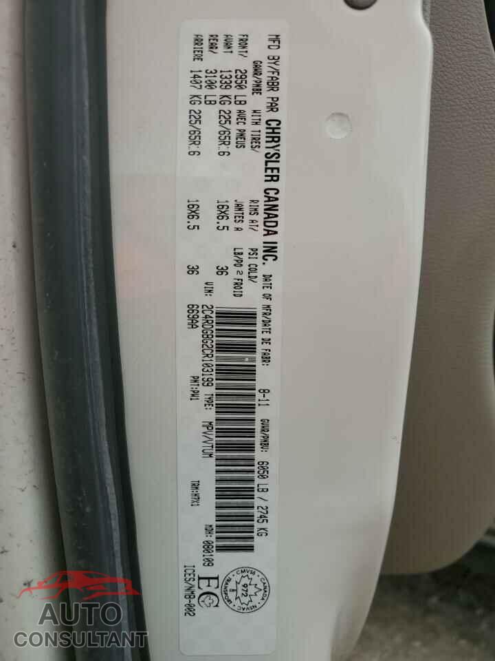 DODGE CARAVAN 2012 - 2C4RDGBG2CR103199