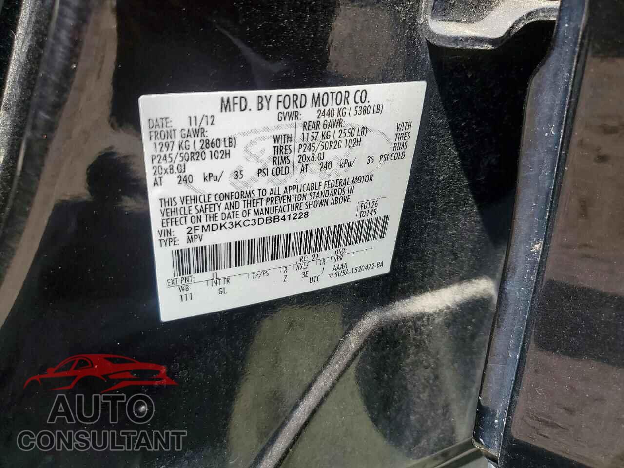 FORD EDGE 2013 - 2FMDK3KC3DBB41228