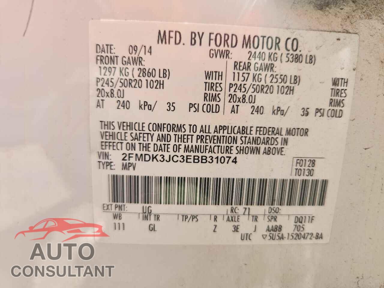 FORD EDGE 2014 - 2FMDK3JC3EBB31074