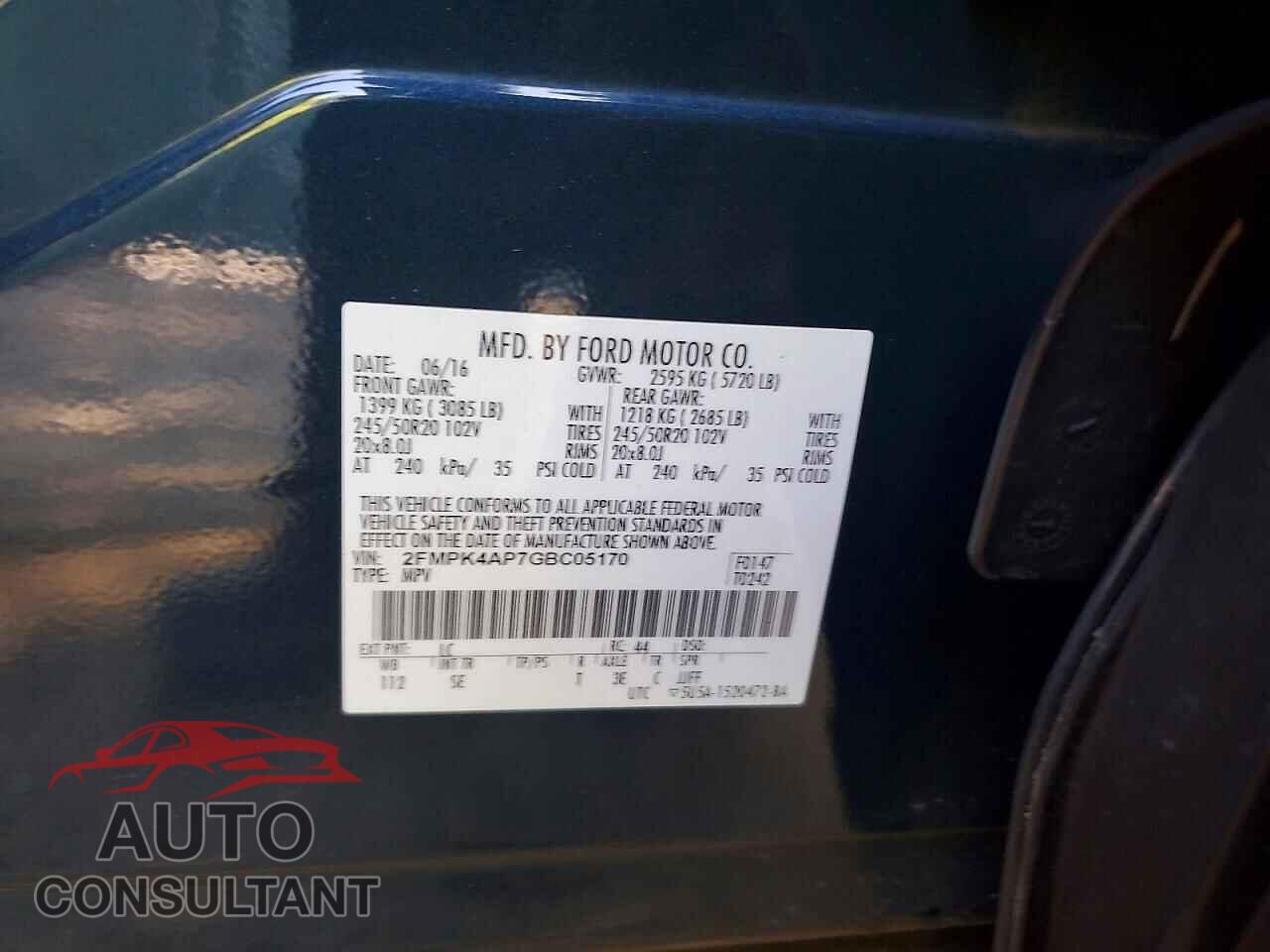 FORD EDGE 2016 - 2FMPK4AP7GBC05170