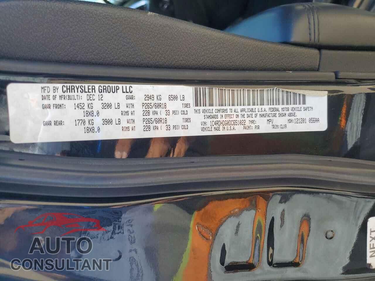 DODGE DURANGO 2013 - 1C4RDHDG0DC651022