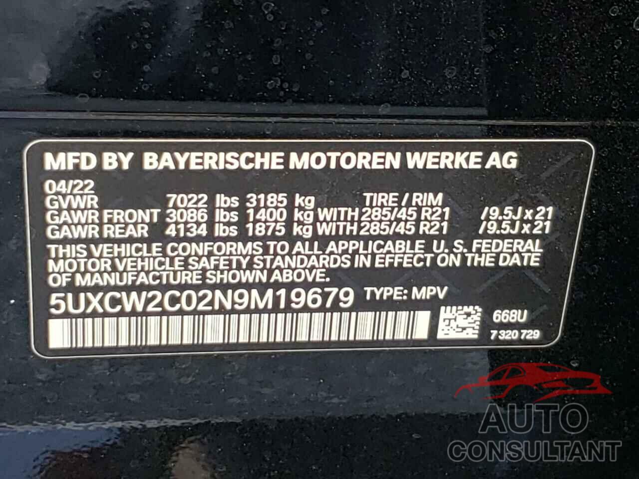 BMW X7 2022 - 5UXCW2C02N9M19679