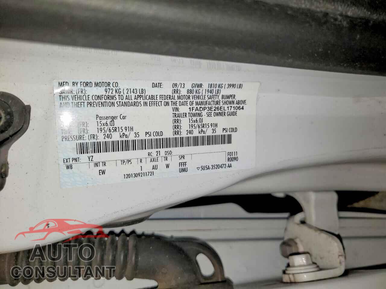 FORD FOCUS 2014 - 1FADP3E26EL171064