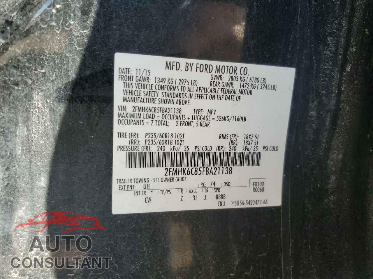 FORD FLEX 2015 - 2FMHK6C85FBA21138