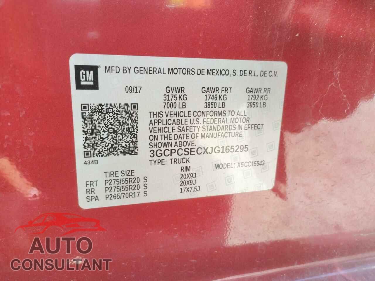 CHEVROLET SILVERADO 2018 - 3GCPCSECXJG165295