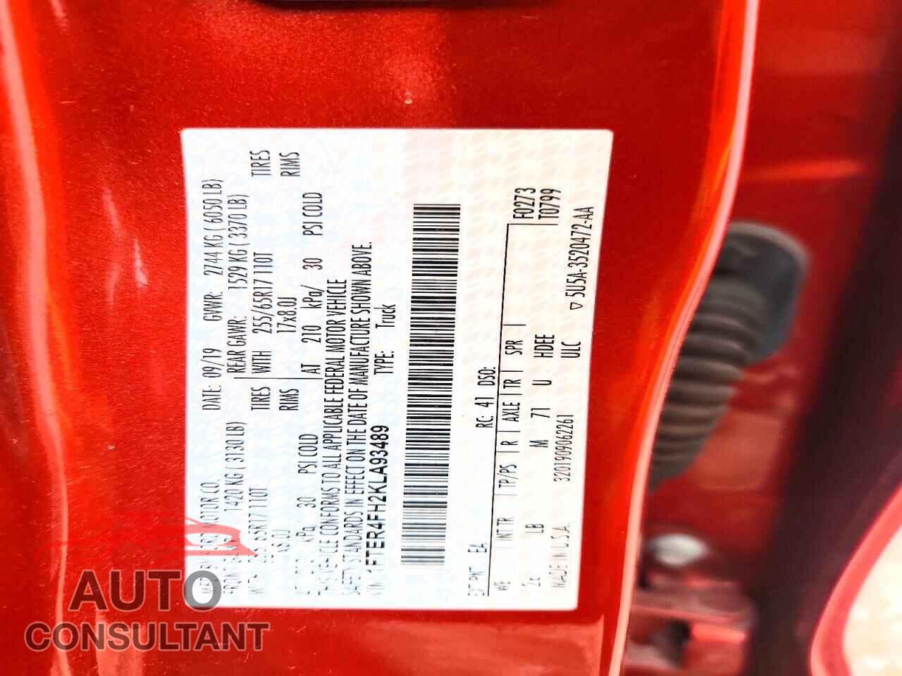 FORD RANGER 2019 - 1FTER4FH2KLA93489