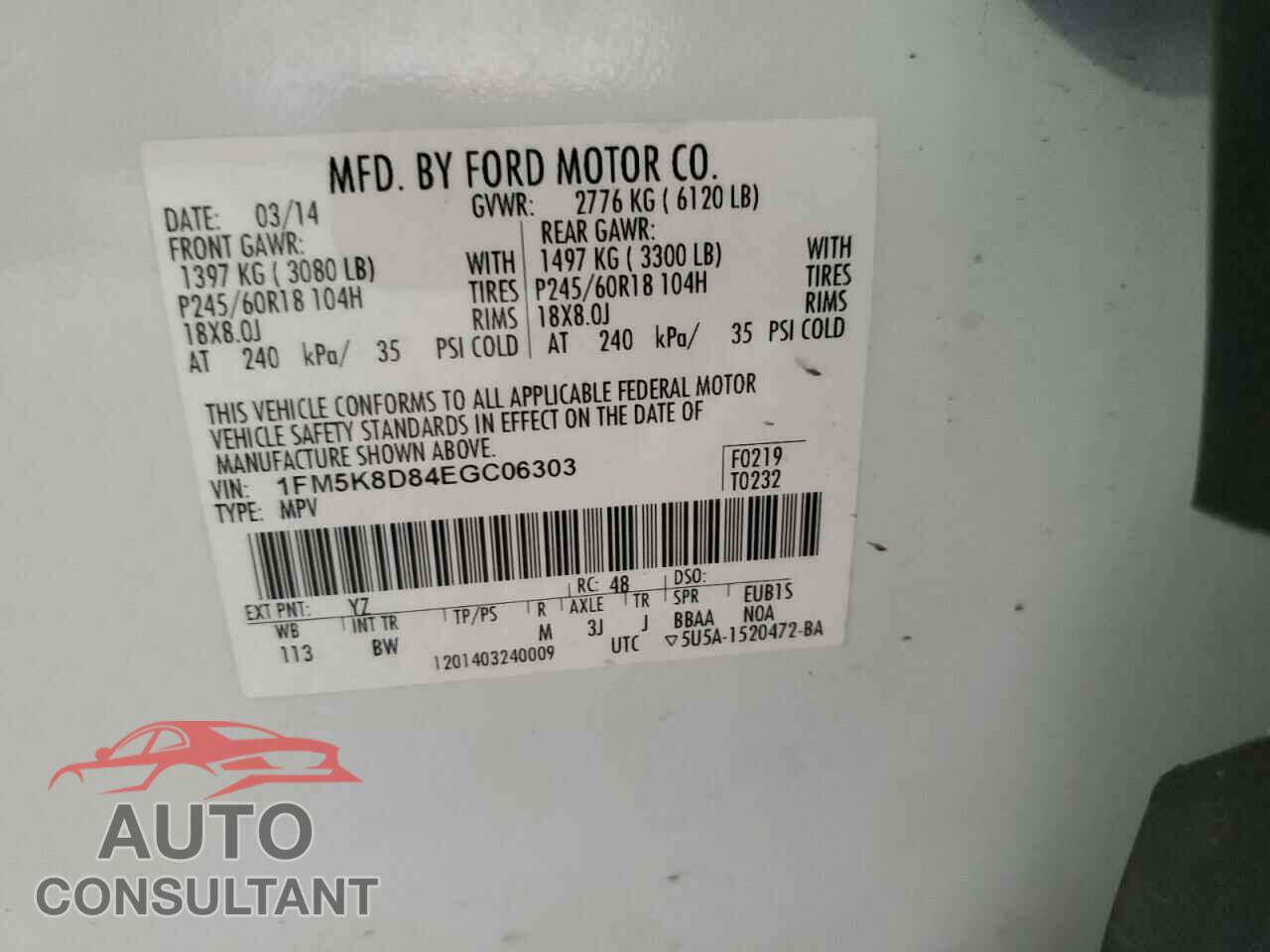 FORD EXPLORER 2014 - 1FM5K8D84EGC06303