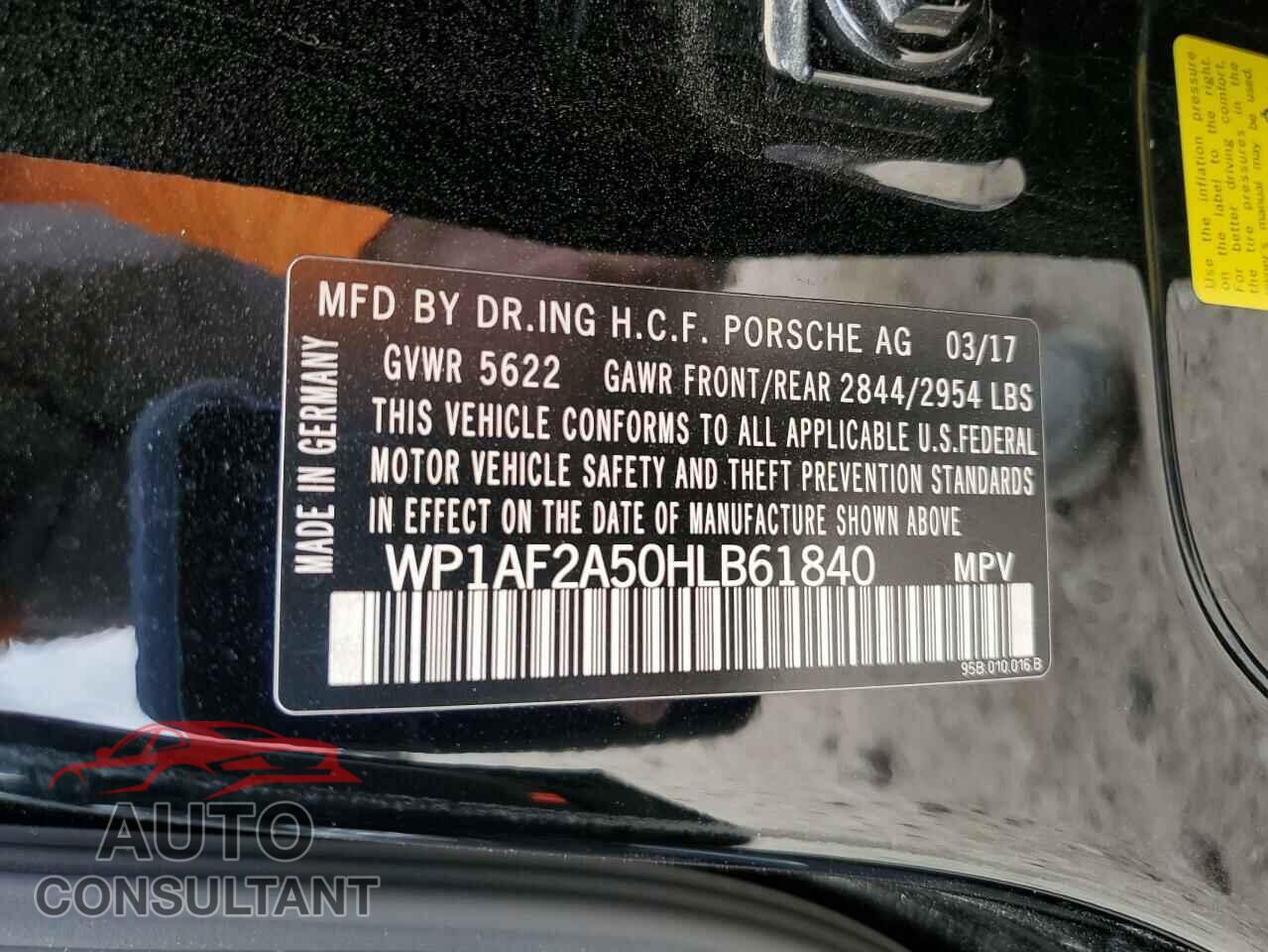 PORSCHE MACAN 2017 - WP1AF2A50HLB61840