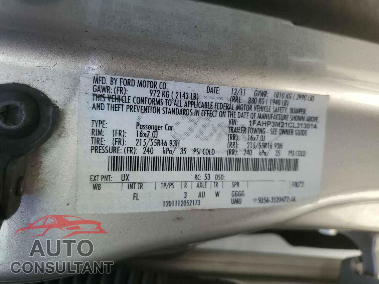 FORD FOCUS 2012 - 1FAHP3M21CL313014