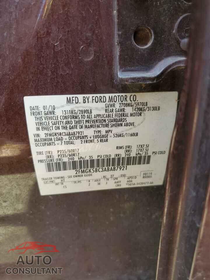 FORD FLEX 2010 - 2FMGK5BC3ABA87921