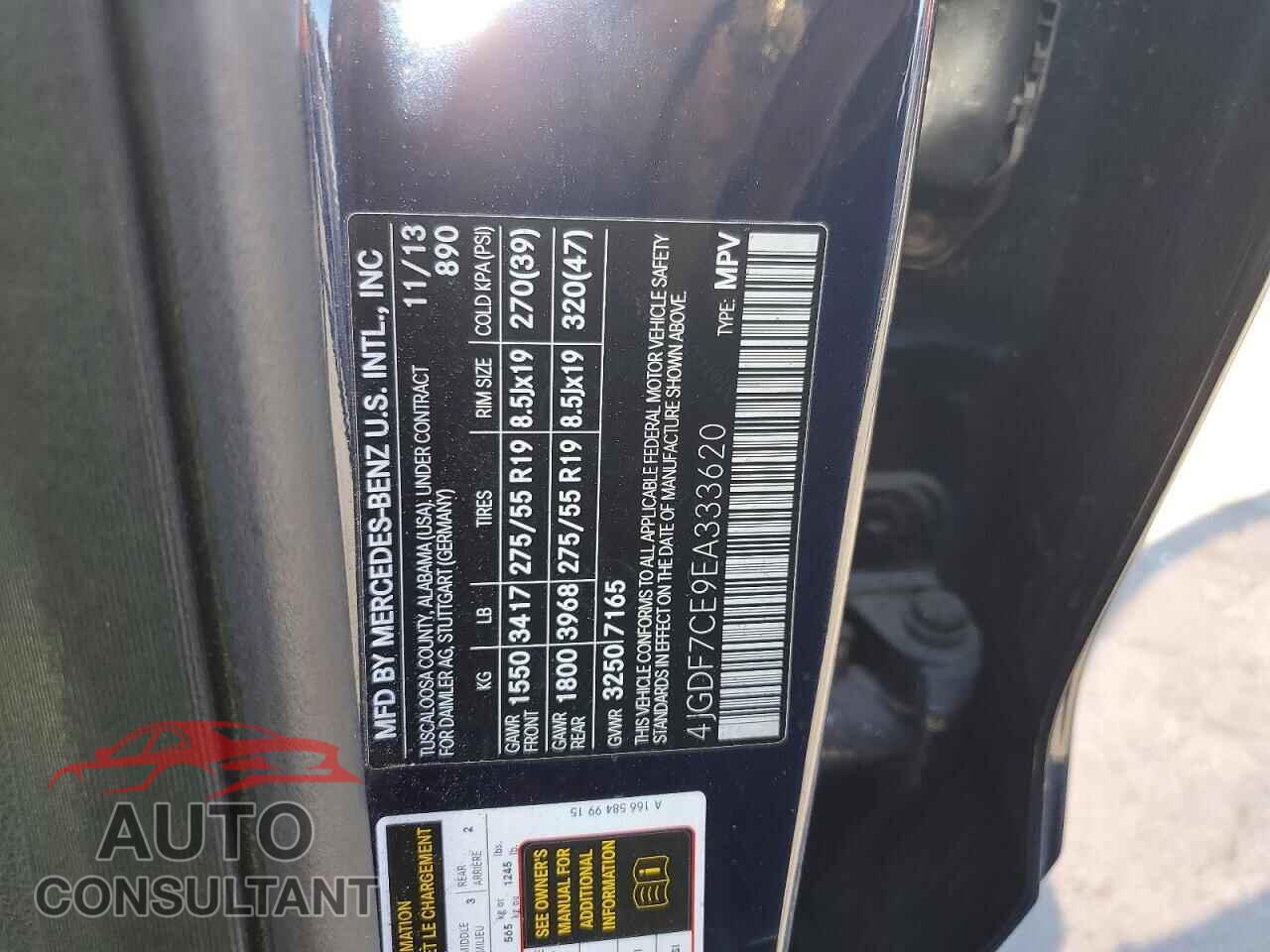 MERCEDES-BENZ GL-CLASS 2014 - 4JGDF7CE9EA333620