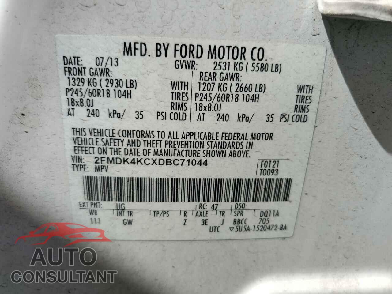 FORD EDGE 2013 - 2FMDK4KCXDBC71044