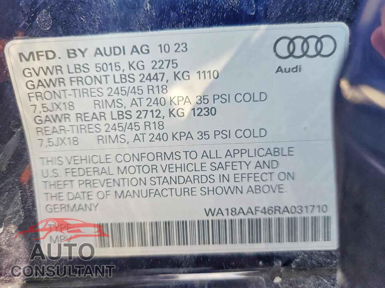 AUDI A4 2024 - WA18AAF46RA031710