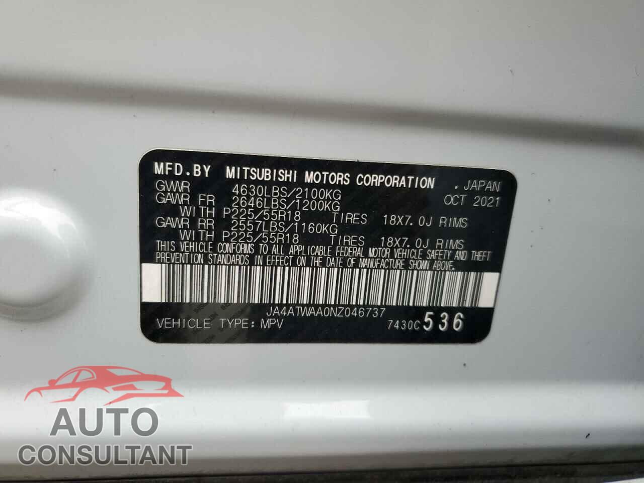 MITSUBISHI ECLIPSE 2022 - JA4ATWAA0NZ046737