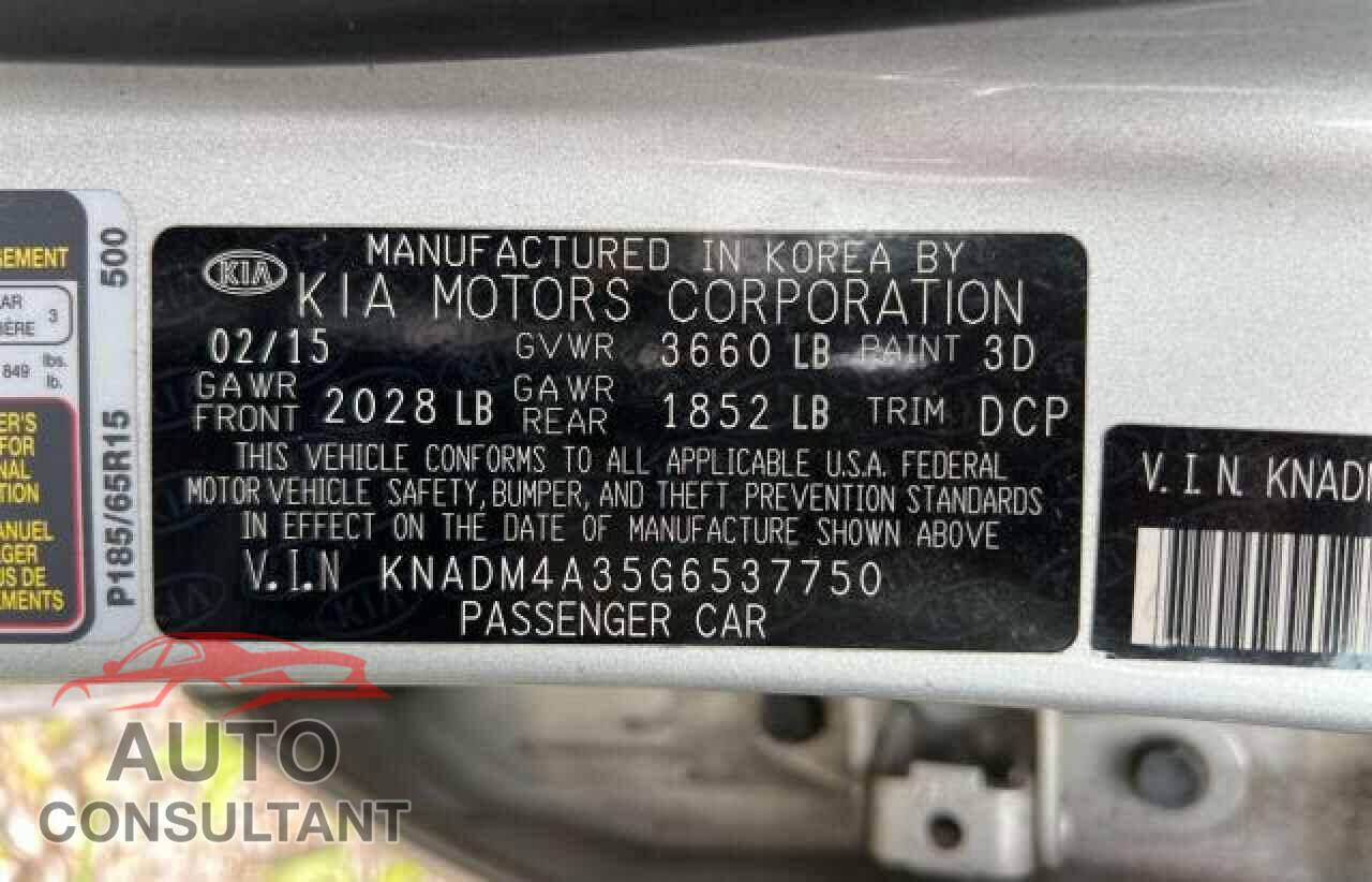 KIA RIO 2016 - KNADM4A35G6537750
