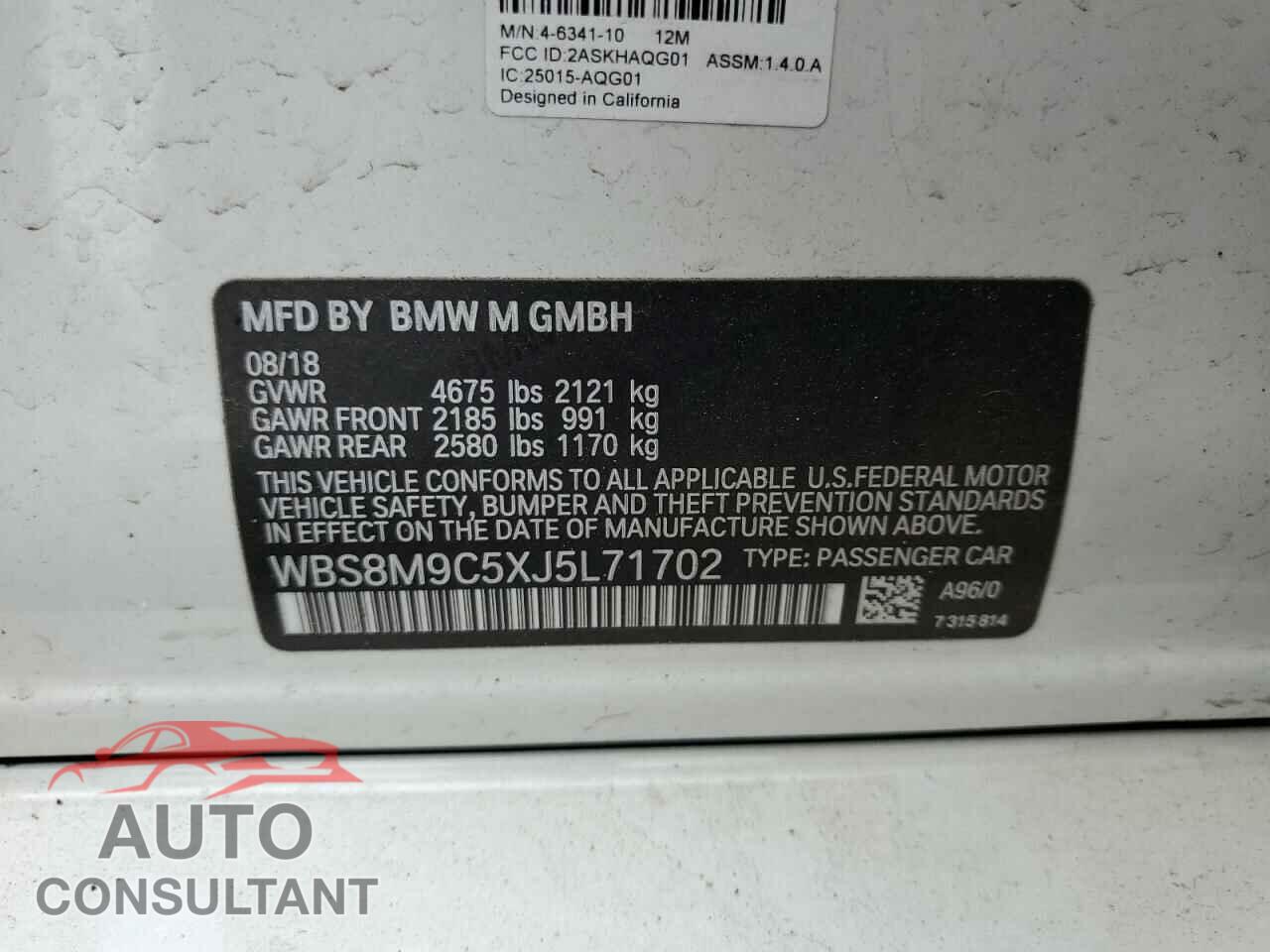 BMW M3 2018 - WBS8M9C5XJ5L71702