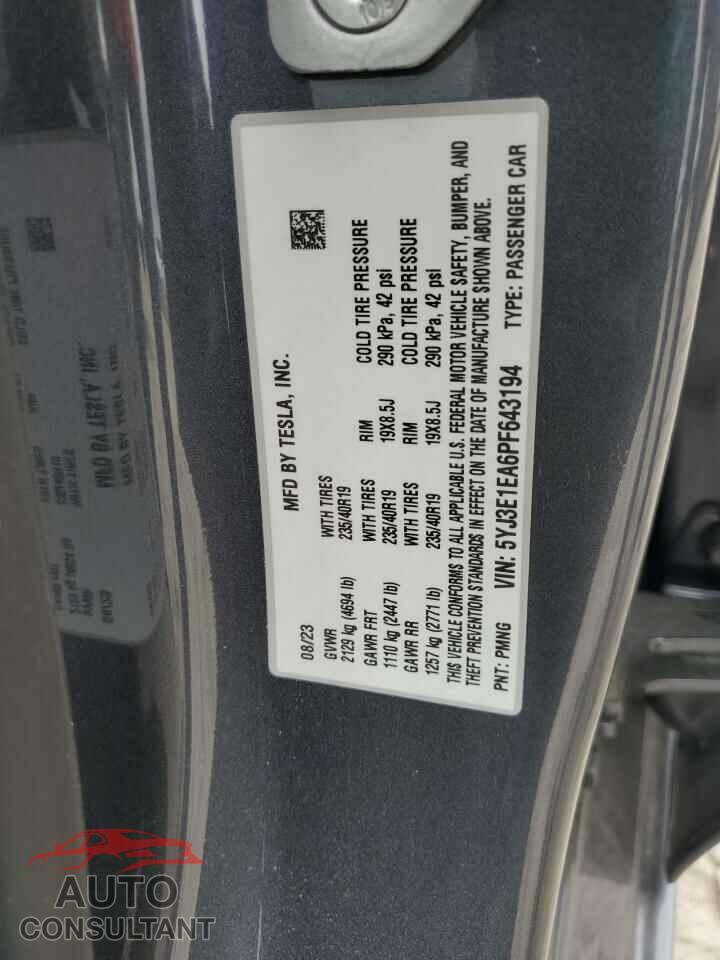 TESLA MODEL 3 2023 - 5YJ3E1EA6PF643194