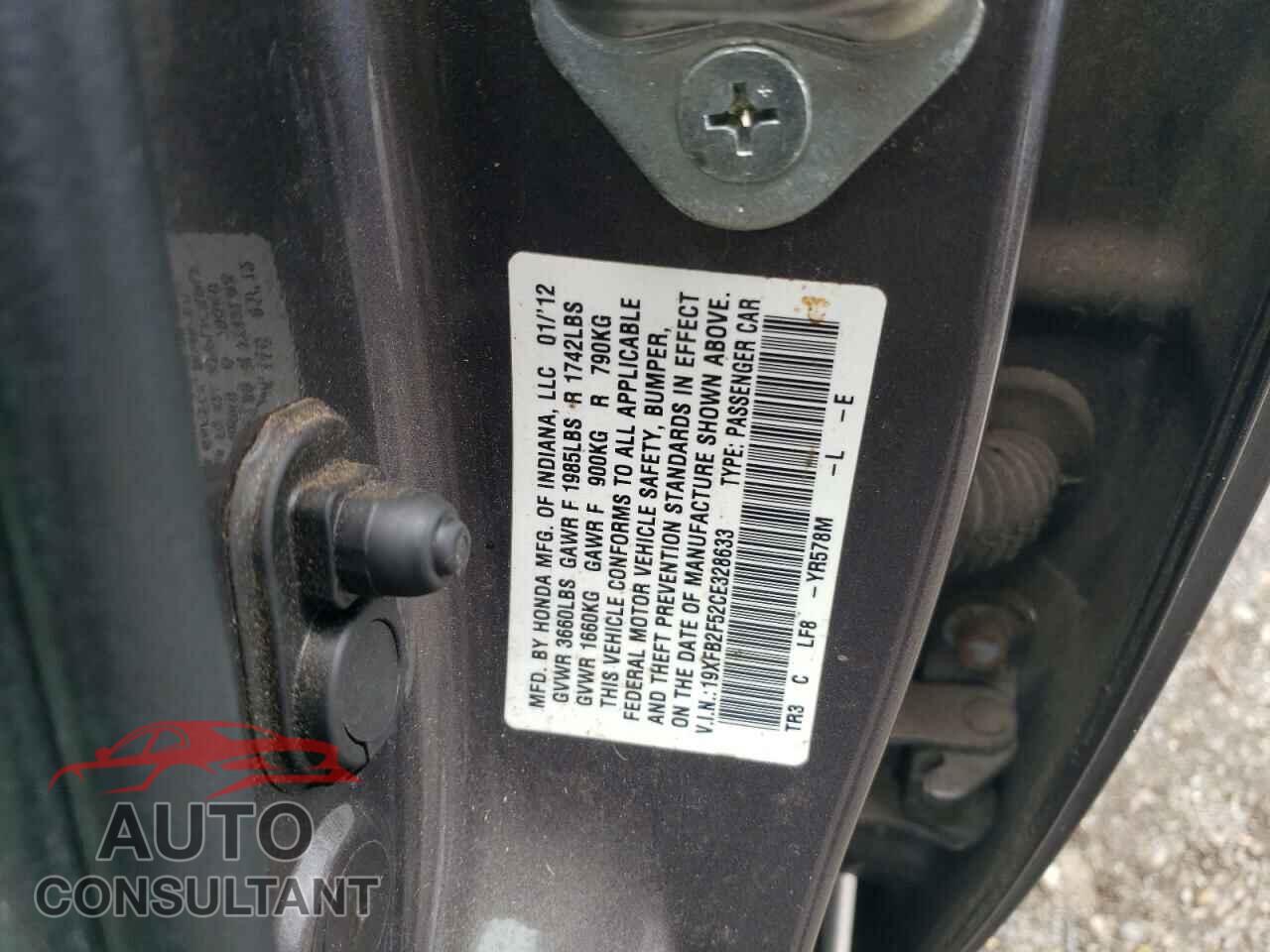 HONDA CIVIC 2012 - 19XFB2F52CE328633