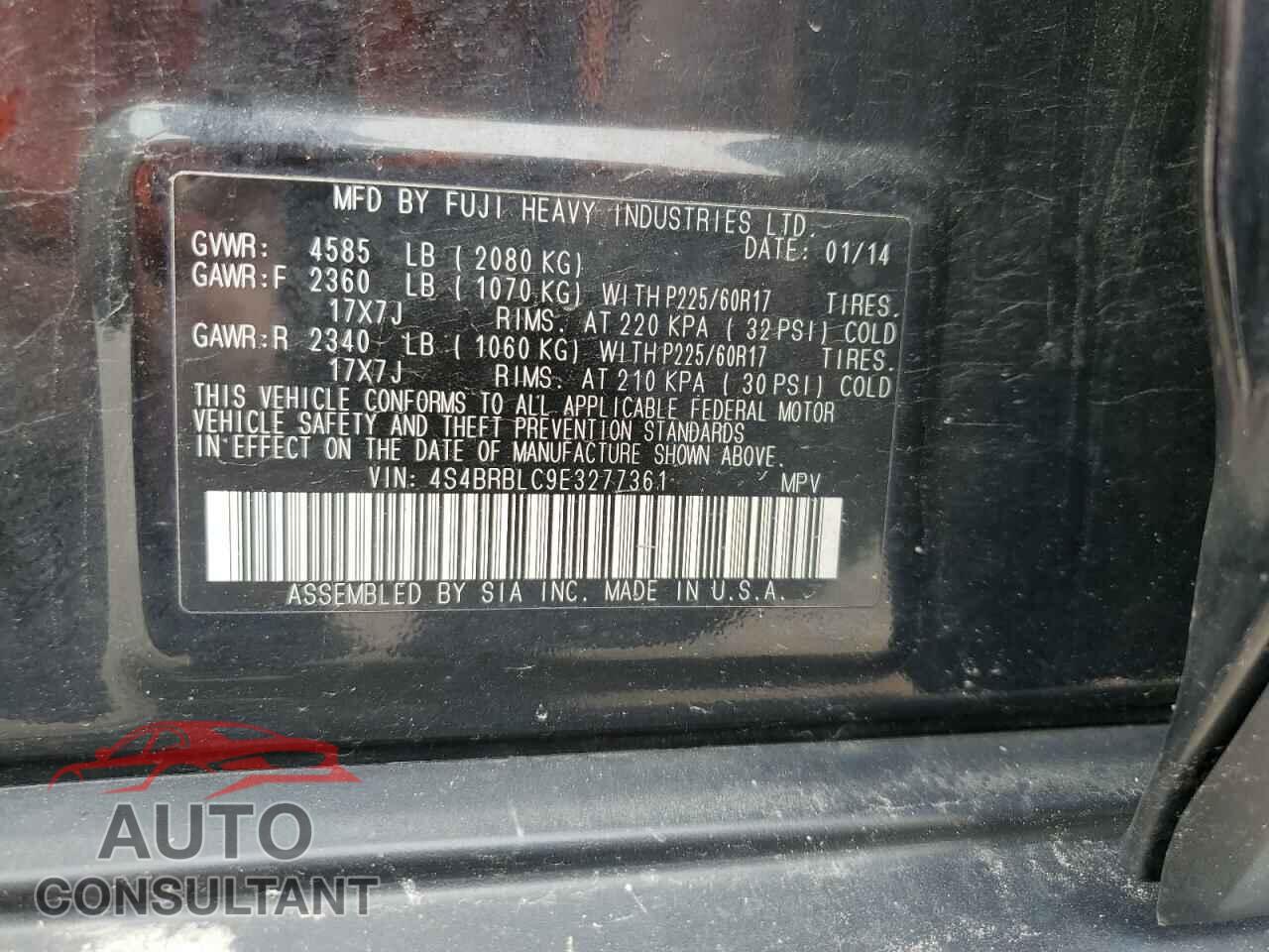 SUBARU OUTBACK 2014 - 4S4BRBLC9E3277361